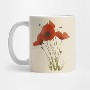 Delicate Red Poppies Wildflower Floral Bouquet Mug